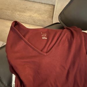 Maroon cotton V neck tee shirt. Almost new